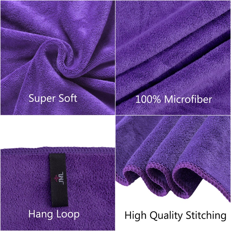 JML Microfiber Bath Towels, 2 Pack Extra Large Microfiber Towel for Body, 30" x 60", Oversized, Ultra Soft, Super Absorbent, Fast Drying, Perfect for Bathroom, Shower, Sauna, Yoga, Gym, Violet - Image 5
